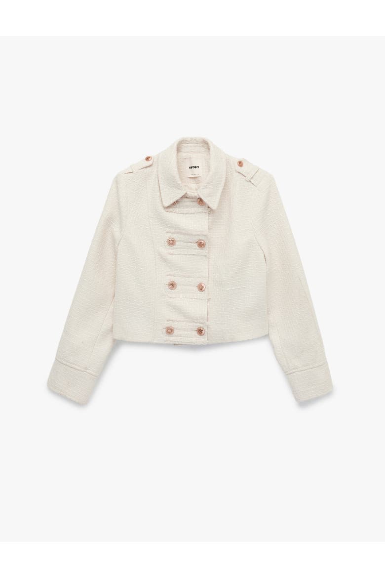 Long Sleeve Collared Tweed Napoleon Jacket, Alternate, color, ECRU