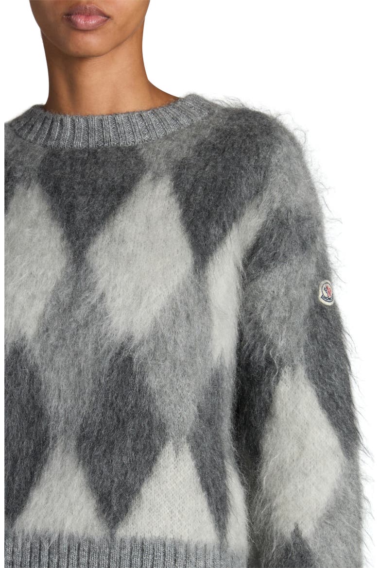 Argyle Mohair Blend Sweater, Alternate, color, LIGHT GREY