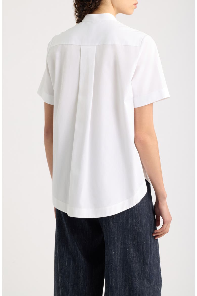 Boceta Band Collar Short Sleeve Cotton Shirt, Alternate, color, BRIGHT WHITE