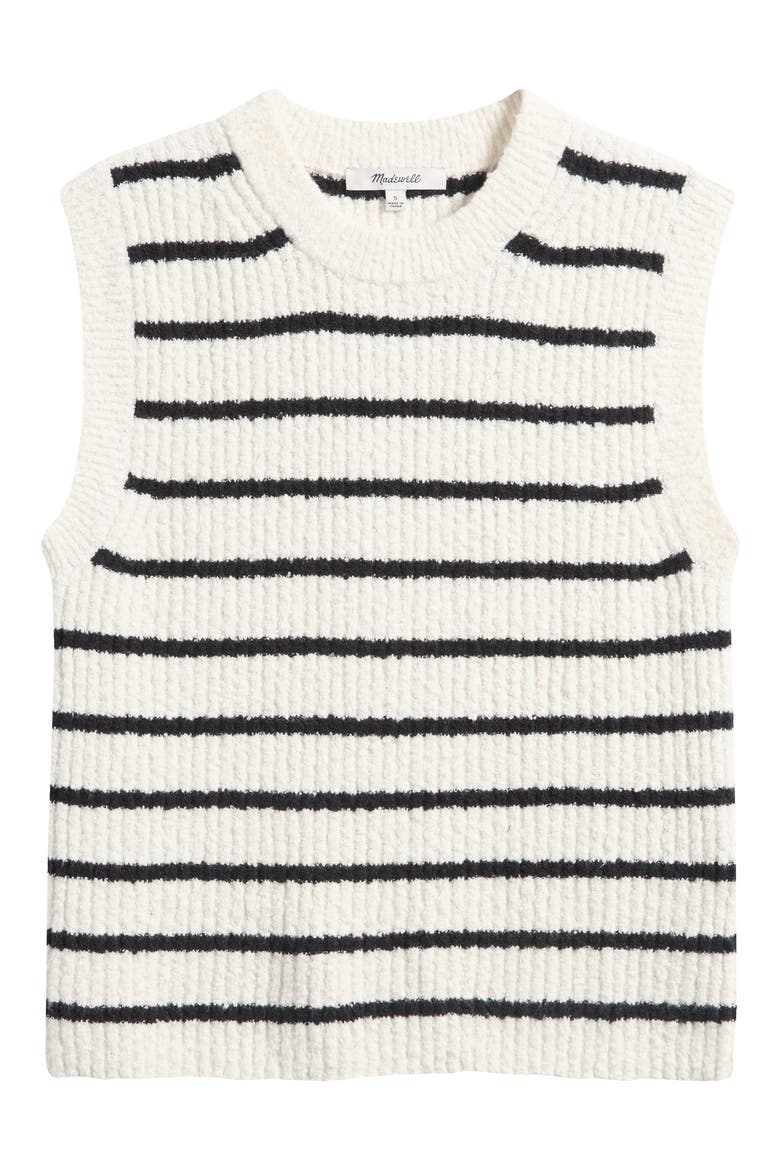 Bouclé Knit Sweater Tank, Alternate, color, CREAM BLACK STRIPE