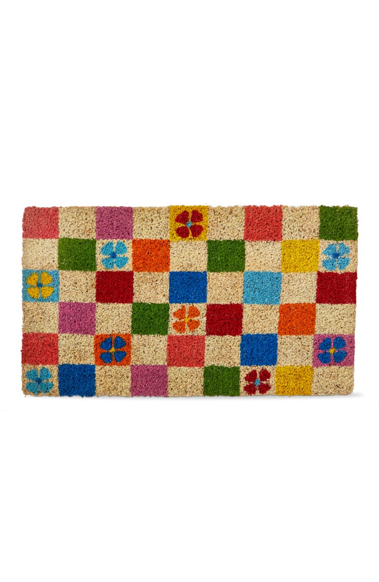 tag Mod Flower Checker Coir Mat Multi Coir Everyday, Main, color, Beige