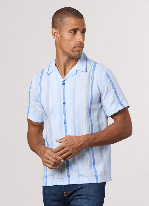 Hammer Made Oahu Short Sleeve Button Down Shirt In Blue