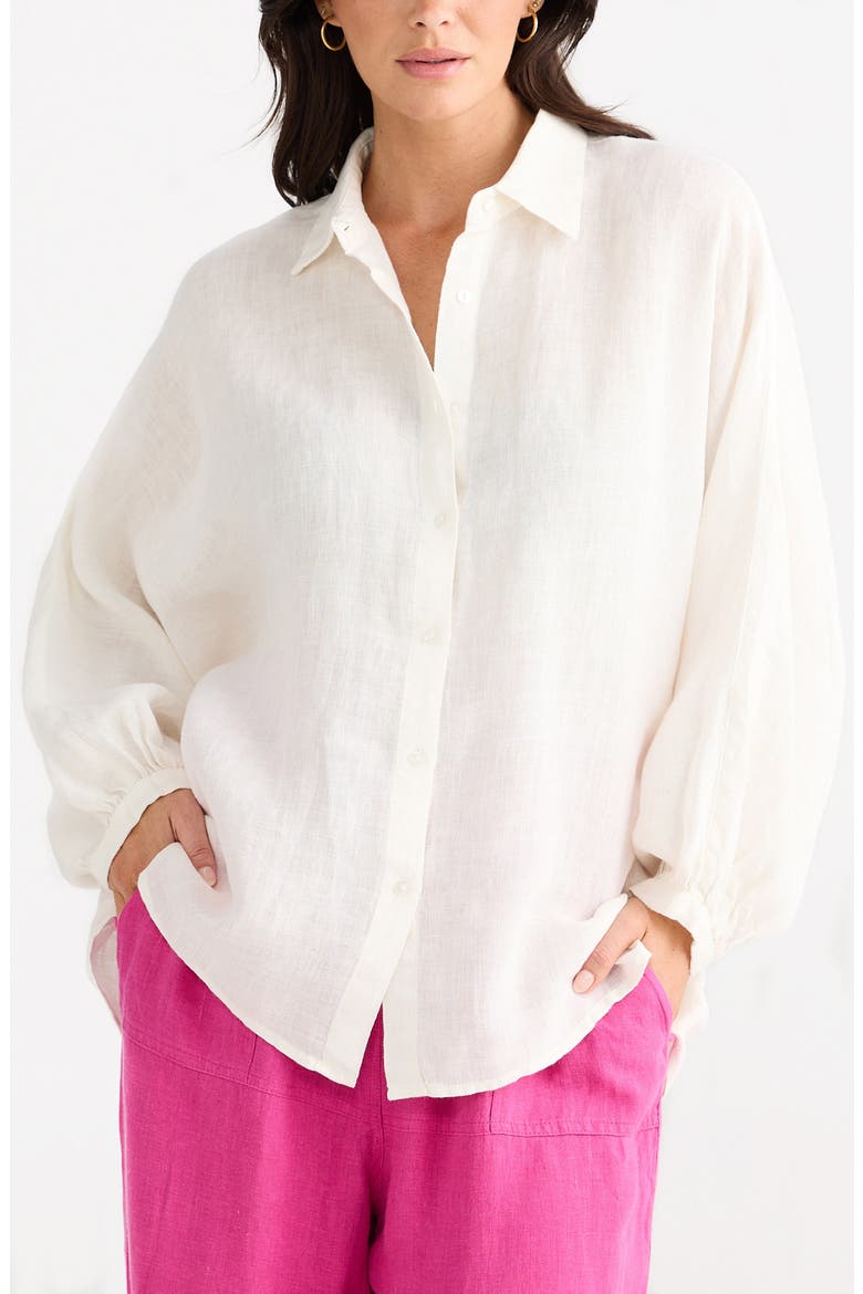 Monty Woven Linen Shirt, Main, color, WHITE