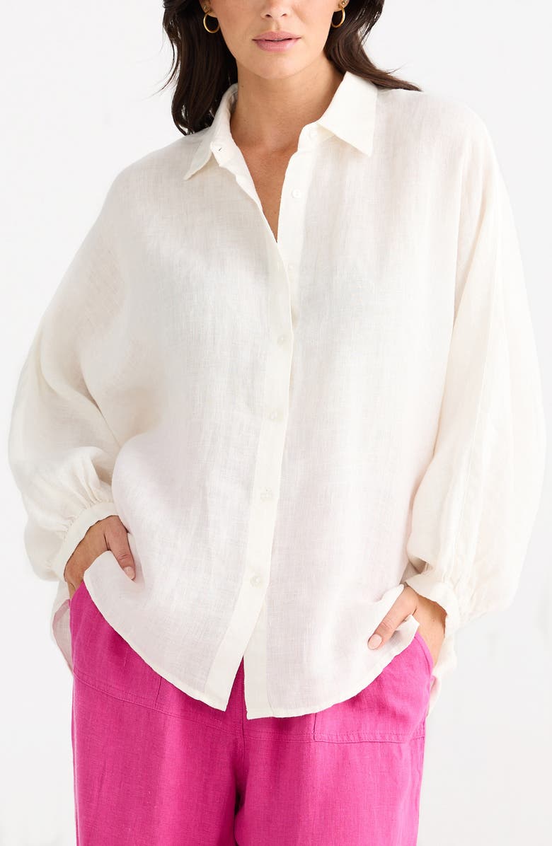 Brave+True Monty Woven Linen Shirt, Main, color, White