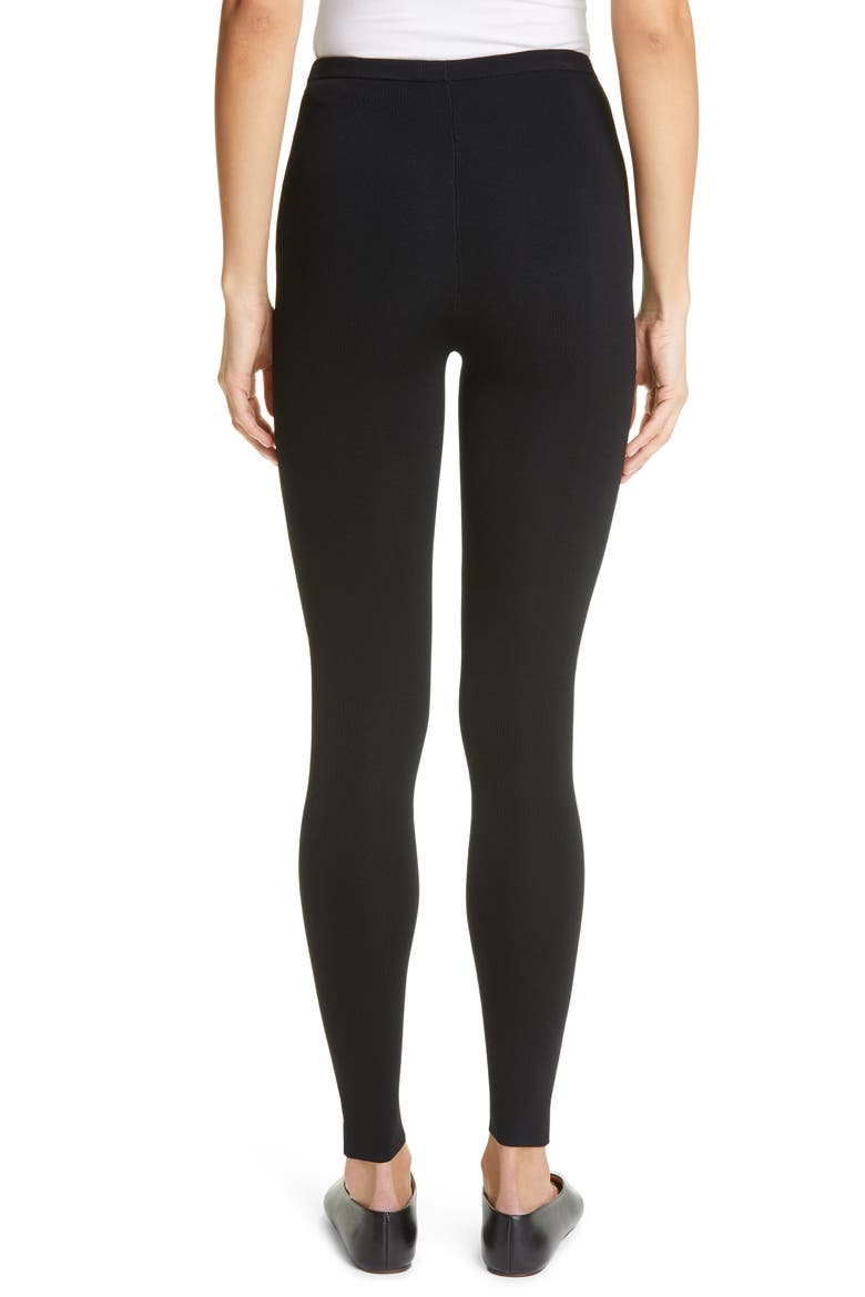 Totême Compact Knit Ankle Leggings, Alternate, color, BLACK