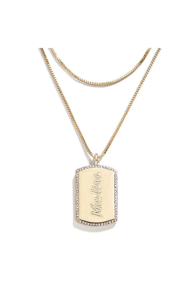 x Baublebar Miami Marlins Dog Tag Necklace, Main, color, Gold