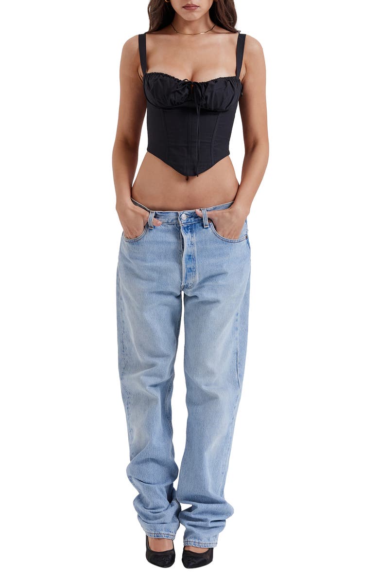 HOUSE OF CB Analia Lace-Up Crop Corset Camisole, Alternate, color, Black