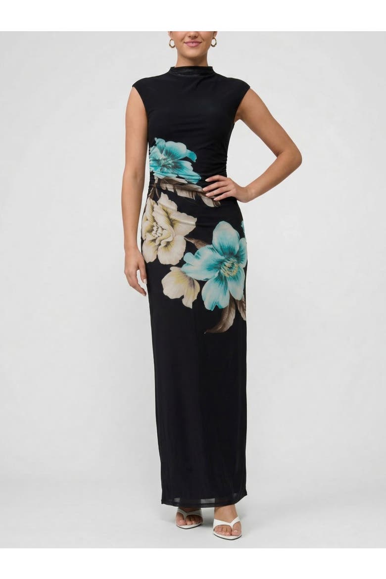 Nina Sleeveless High Neck Maxi Dress, Main, color, Black