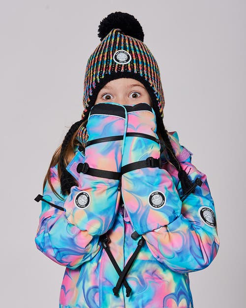 Deux Par Deux Girl Winter Mittens Teknik In Blue