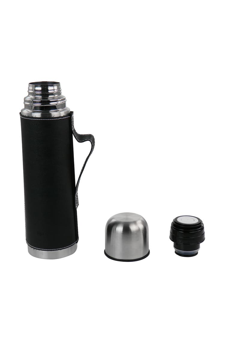 Mr. Coffee 23oz Stainless Steel Thermal Travel Bottle in Leatherette, Alternate, color, Metallic Silver