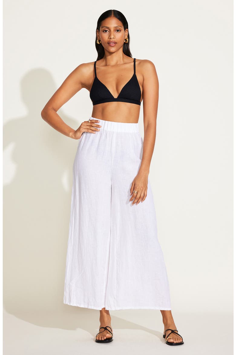 Tallows Wide Leg Linen Cover-Up Pants, Alternate, color, WHITE