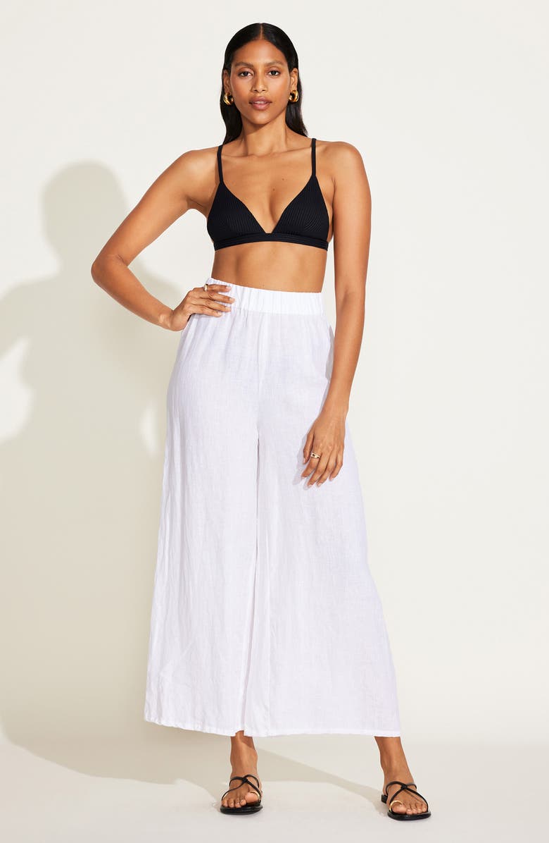 Vitamin A<sup>®</sup> Tallows Wide Leg Linen Cover-Up Pants, Alternate, color, White