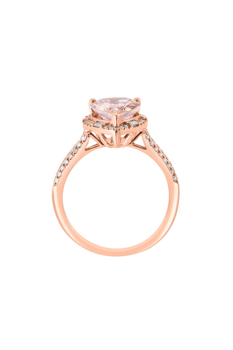 14K Rose Gold Diamond & Pear Cut Morganite Ring, Alternate, color, ROSE GOLD
