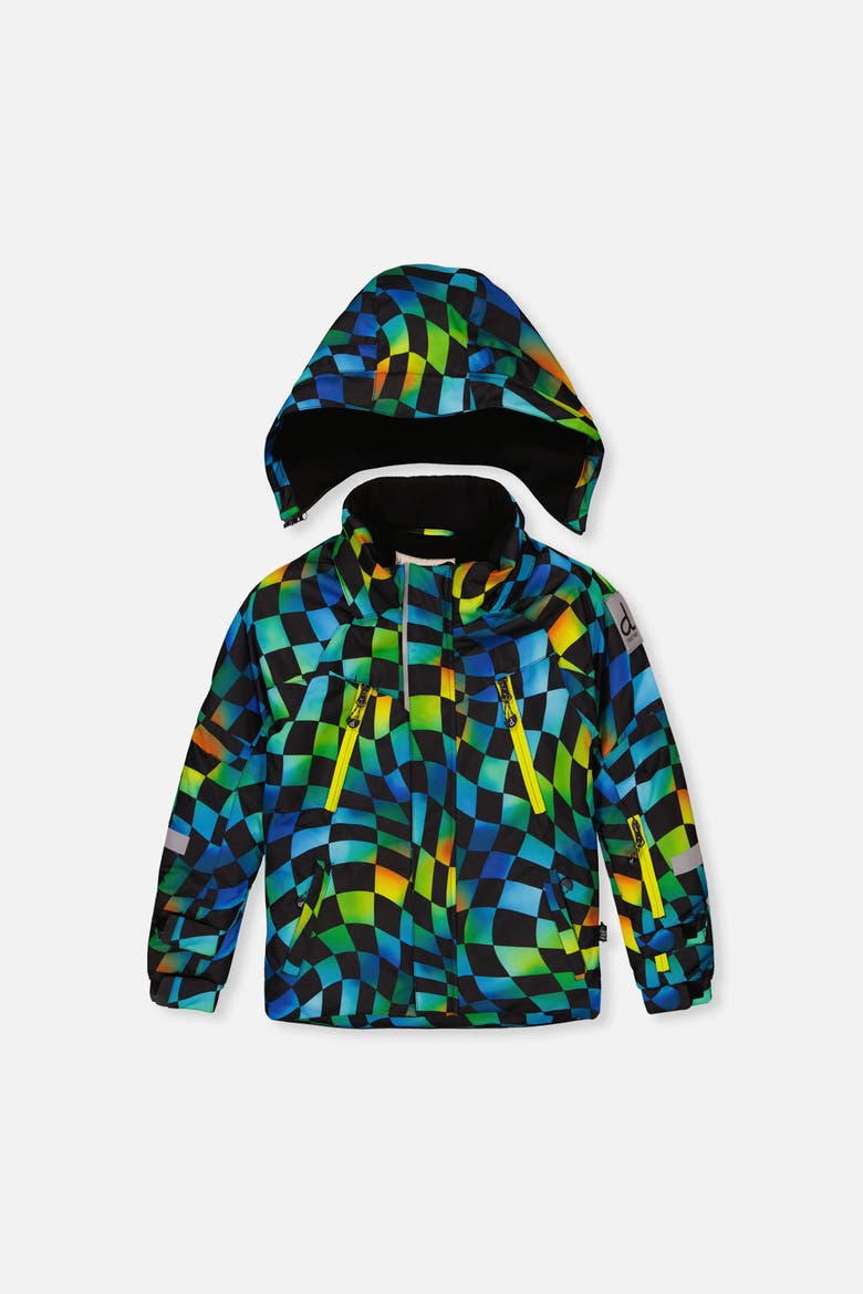 Play Checkerboard Jacket & Reinforced Pants Two Piece Snowsuit, Alternate, color, Green, Yellow & Blue Check