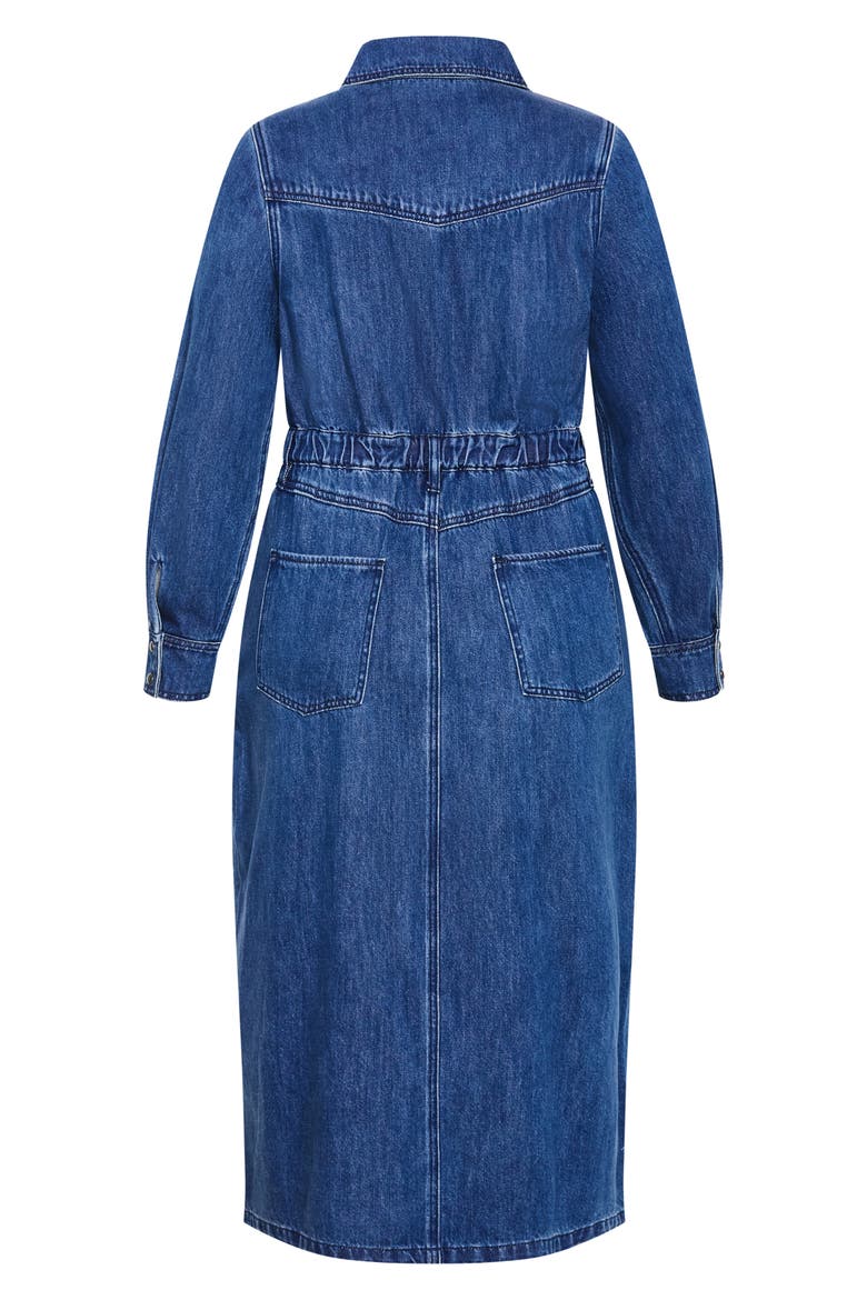 Elara Denim Midi Shirt Dress, Alternate, color, DARK DENIM