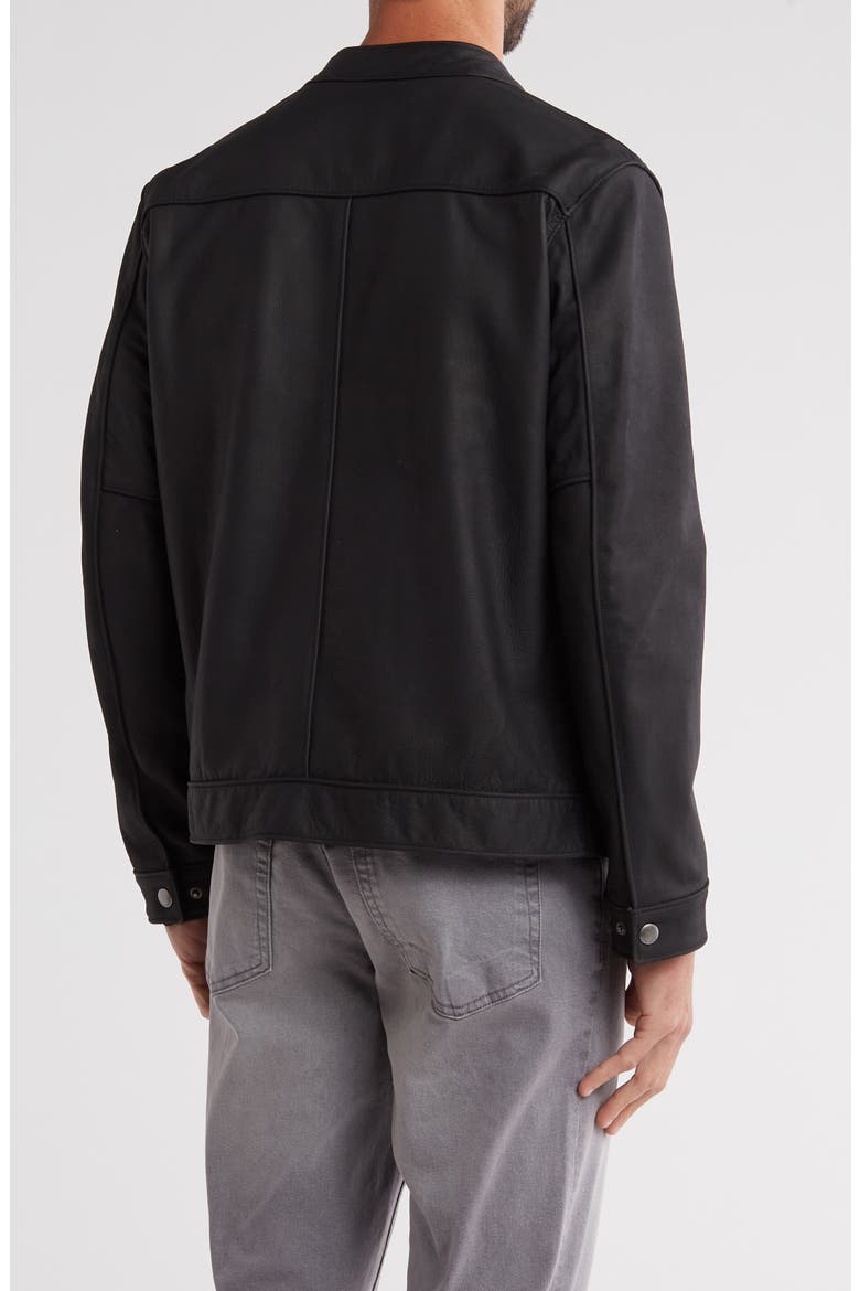 Cafe Leather Racer Jacket, Alternate, color, BLACK-MATE