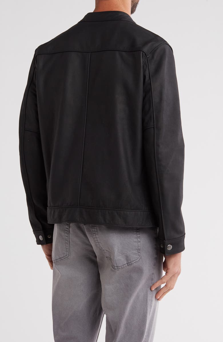 Frye Cafe Leather Racer Jacket, Alternate, color, Black