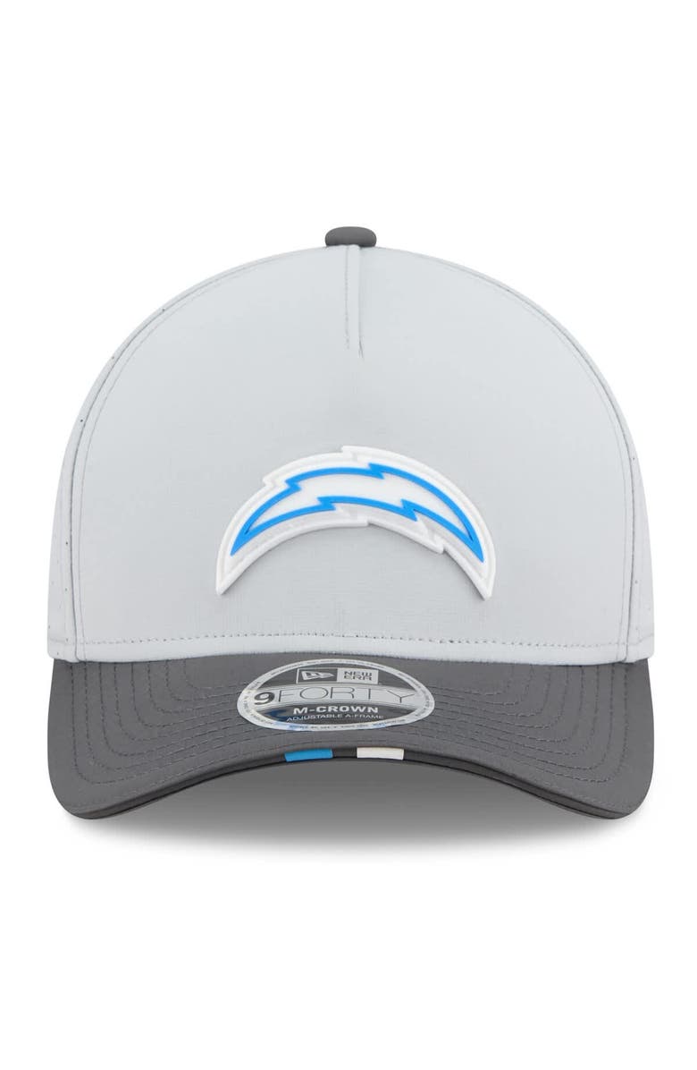 New Era Men's New Era Gray/Graphite Los Angeles Chargers 2025 NFL Training Camp A-Frame 9FORTY Adjustable Hat, Alternate, color,