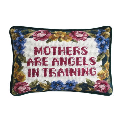 Mothers And Angels In Training Needlepoint Mini Accent Pillow