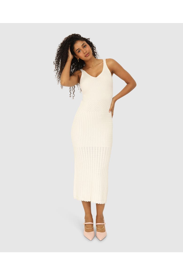 Sweet Nothings Midi Knitted Dress, Alternate, color, White