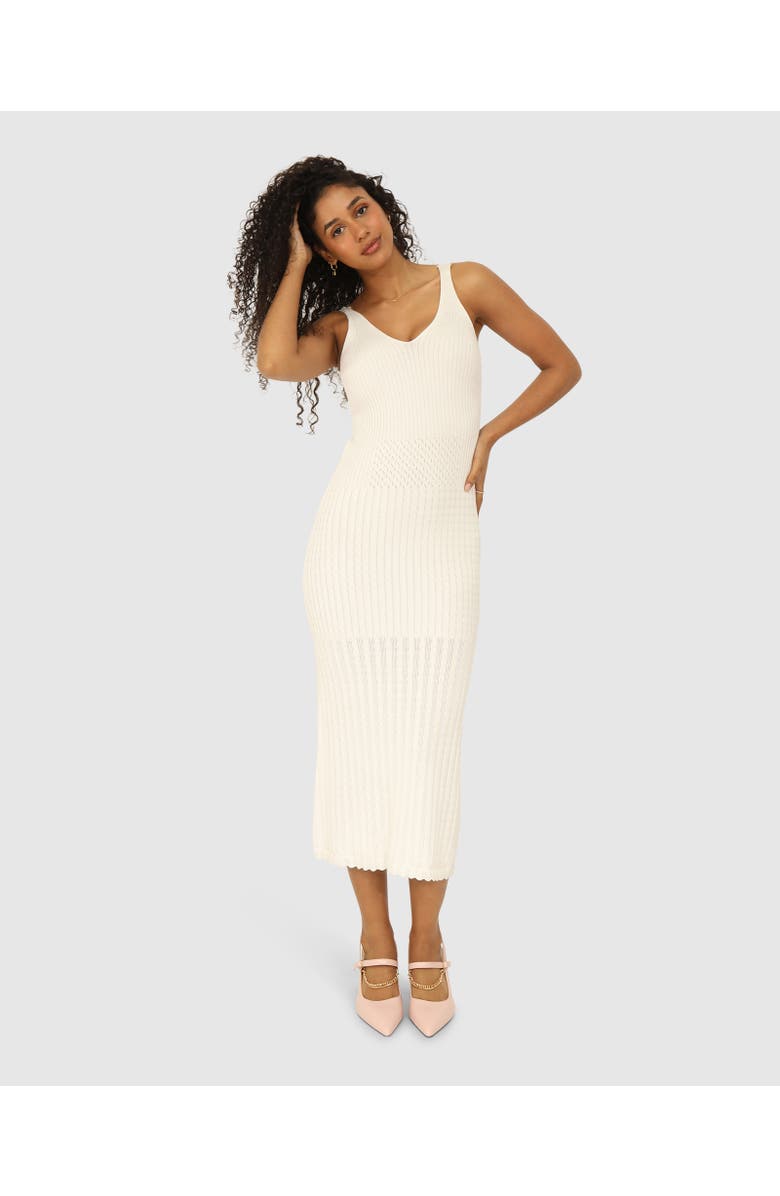 Belle & Bloom Sweet Nothings Midi Knitted Dress, Alternate, color, White