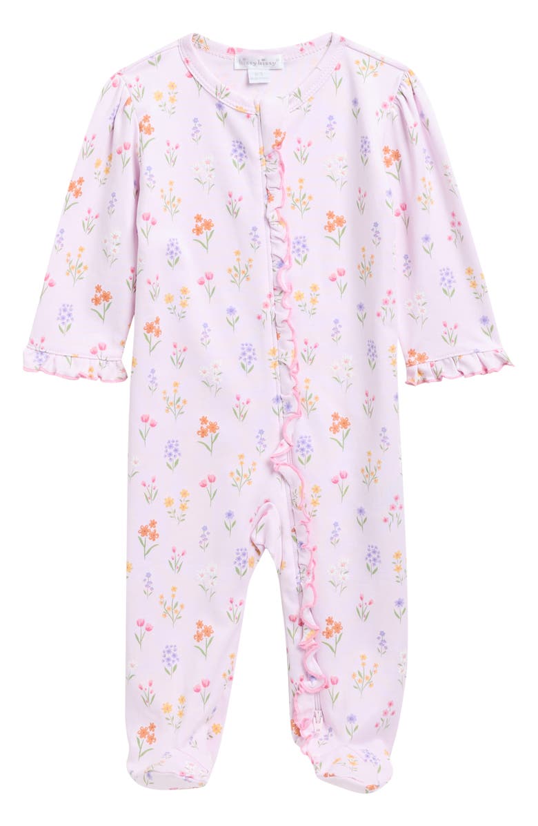Kissy Kissy Floral Print Pima Cotton Footie, Main, color, Multi Pink