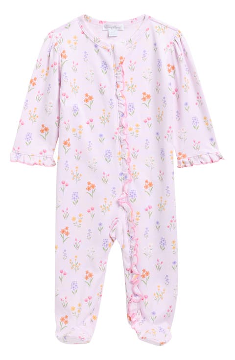 Floral Print Pima Cotton Footie (Baby)