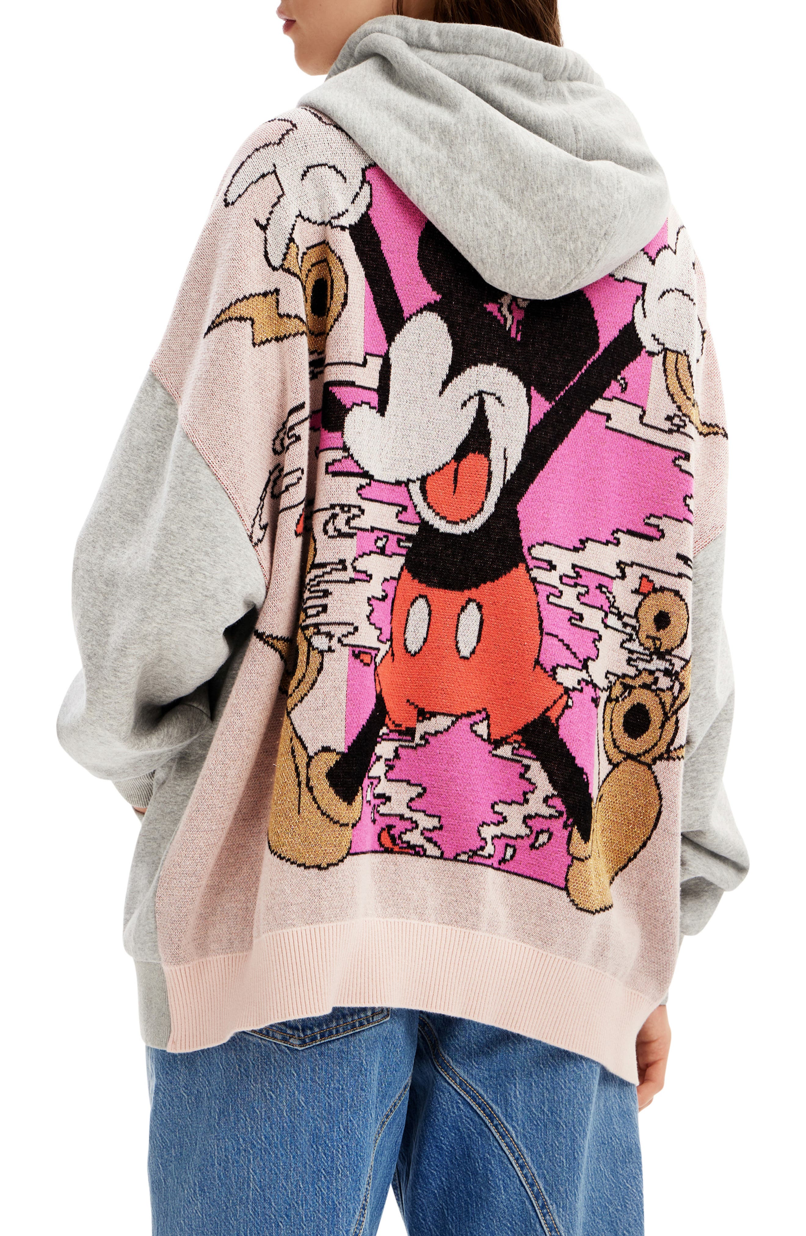 x Disney Mickey Mouse Cotton Graphic Zip-Up Sweater Hoodie (Women