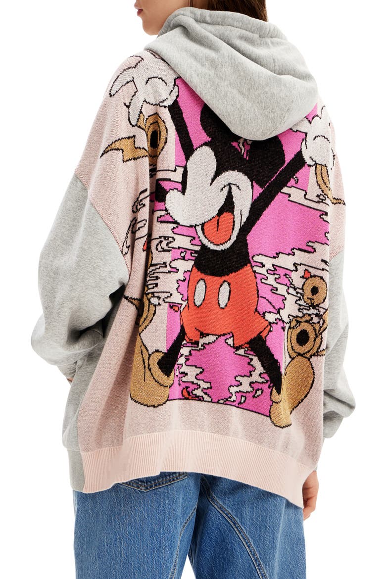 x Disney Mickey Mouse Cotton Graphic Zip-Up Sweater Hoodie (Women