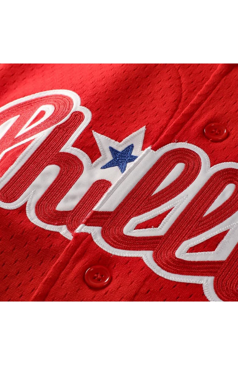Mitchell & Ness Men's Mitchell & Ness Jimmy Rollins Red Philadelphia Phillies Cooperstown Mesh Batting Practice Button-Up Jersey, Alternate, color, Red