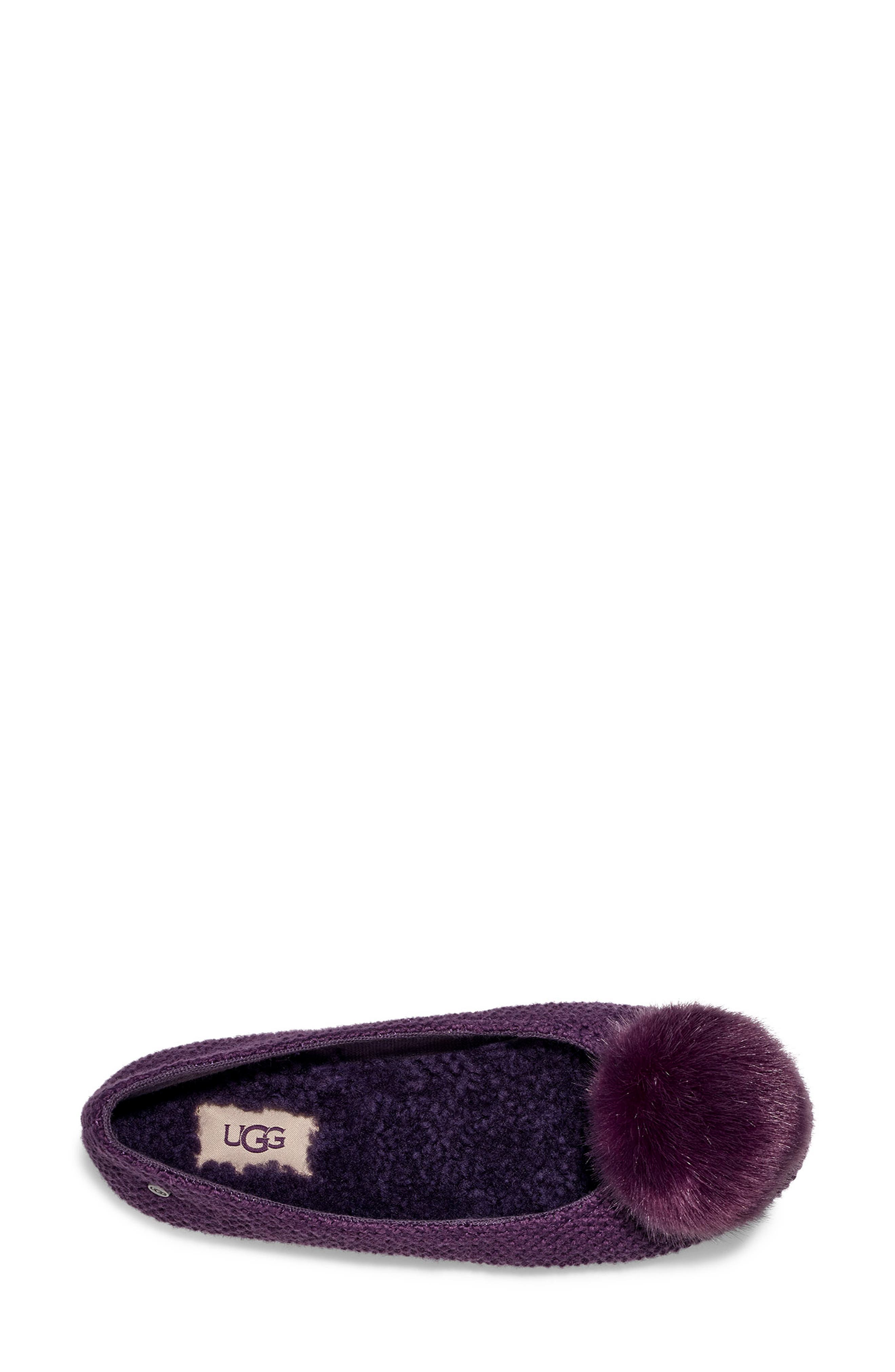 Andi Pompom Slipper, Alternate, color, NIGHTSHADE