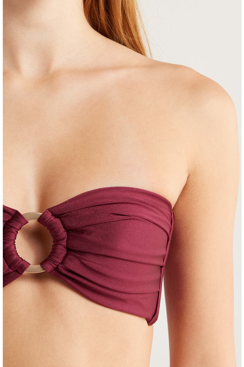 Strapless O-Ring Bikini Top, Alternate, color, SANGRIA