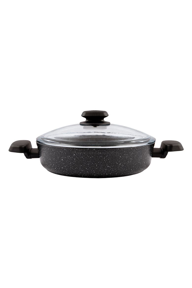 Ornella 2 Piece 4 Liter Aluminum Nonstick Low Casserole Dish with Lid, Alternate, color, Black