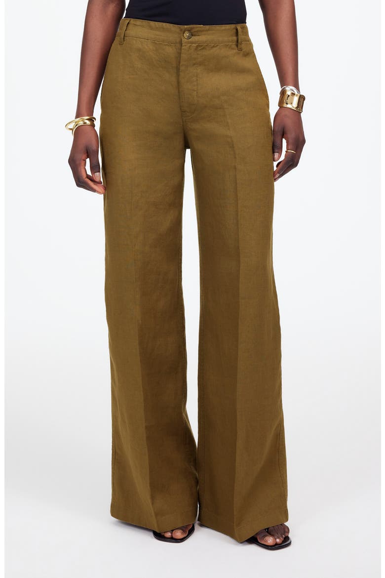 Zoe Relaxed Wide Leg Linen Pants, Main, color, SAFARI KHAKI