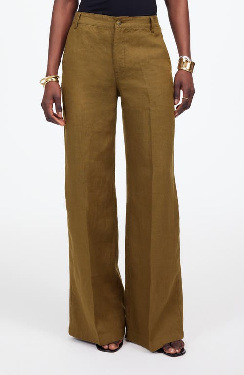 Madewell Zoe Relaxed Wide Leg Linen Pants In Safari Khaki