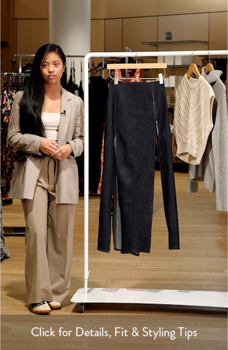 Paneled Zip Front Denim Maxi Sirt, sales video thumbnail