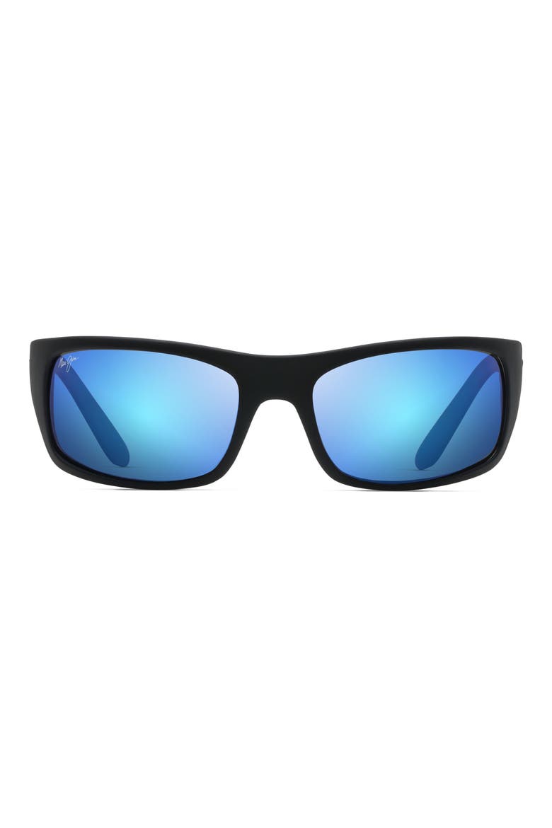 'Peahi - PolarizedPlus®2' 65mm Sunglasses, Main, color, MATTE BLACK/ BLUE HAWAII