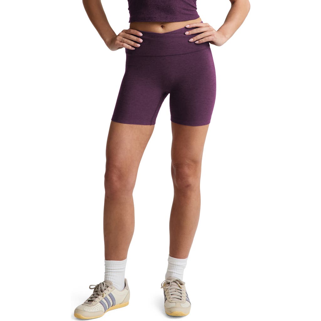 Beyond Yoga Space Dye Leisure Bike Shorts in Brilliant Blackberry Heather at Nordstrom, Size Small
