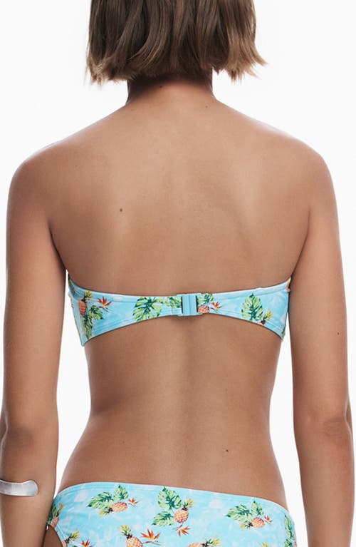 Desigual Pineapple Print Bikini Top In Light Turquoise