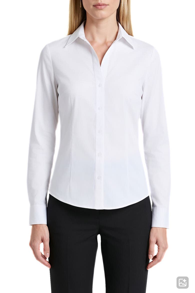 Cotton Blend Poplin Button-Up Shirt, Main, color, BRIGHT WHITE