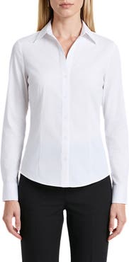 Anne Klein Cotton Blend Poplin Button-Up Shirt