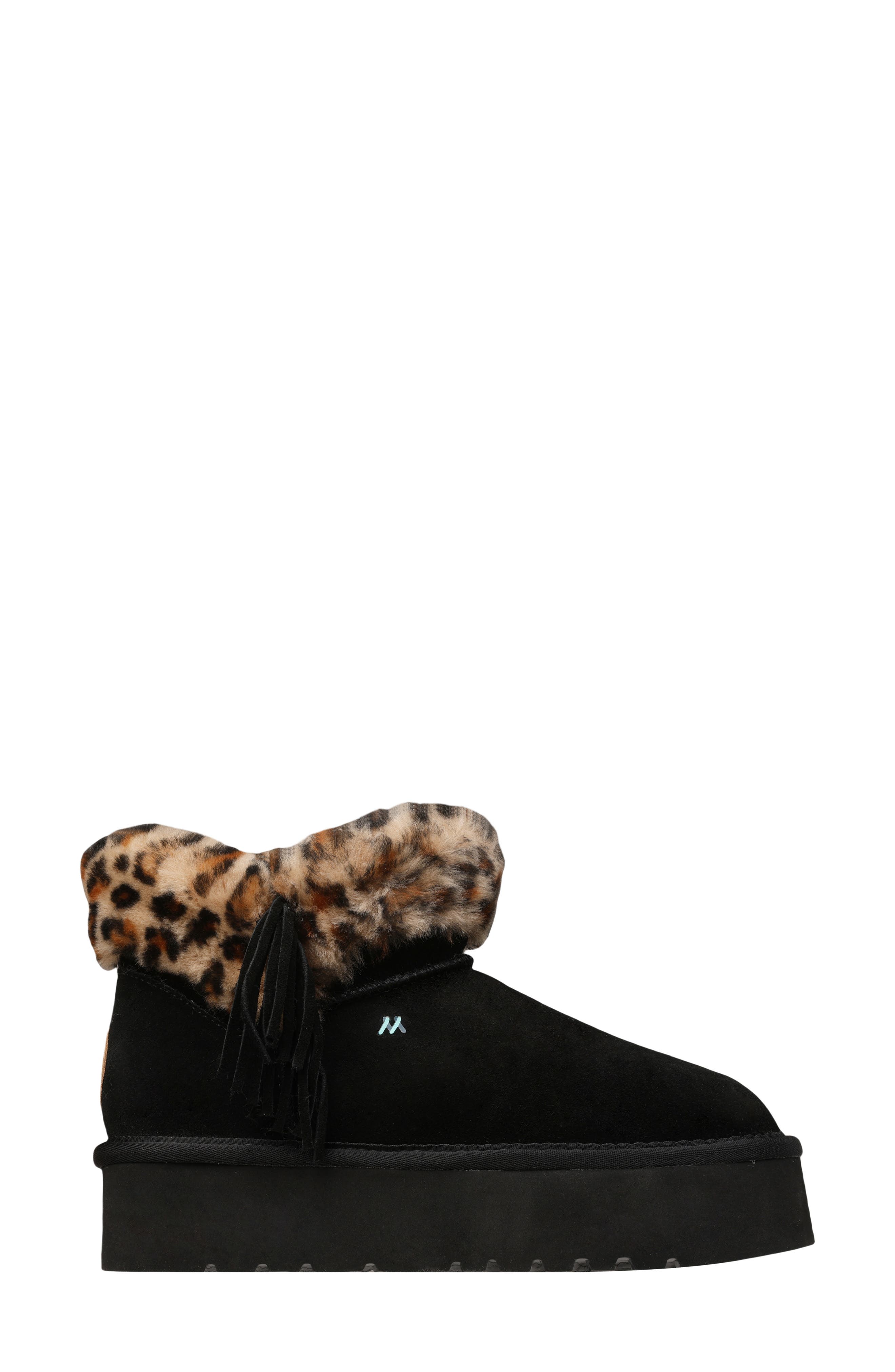 Mykos Suede & Faux Fur Trim Boot, Alternate, color, Black/ Cheetah
