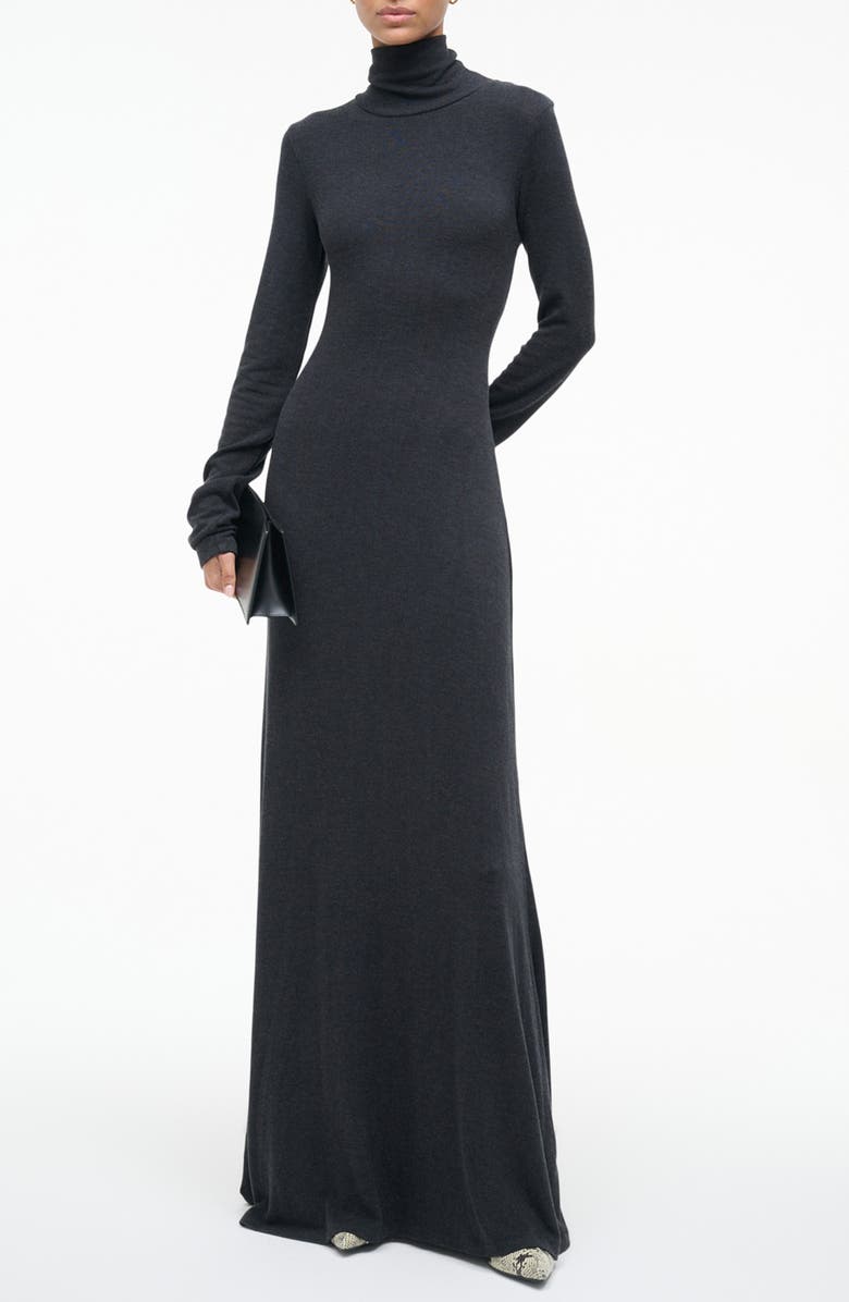 STAUD Vanya Long Sleeve Sweater Dress, Main, color, Charcoal