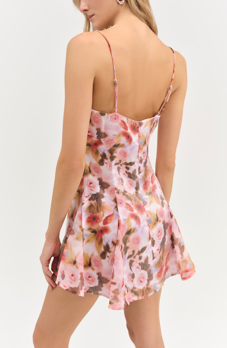 For Love & Lemons Fallen Floral Print Sleeveless Minidress, Alternate, color, Pink