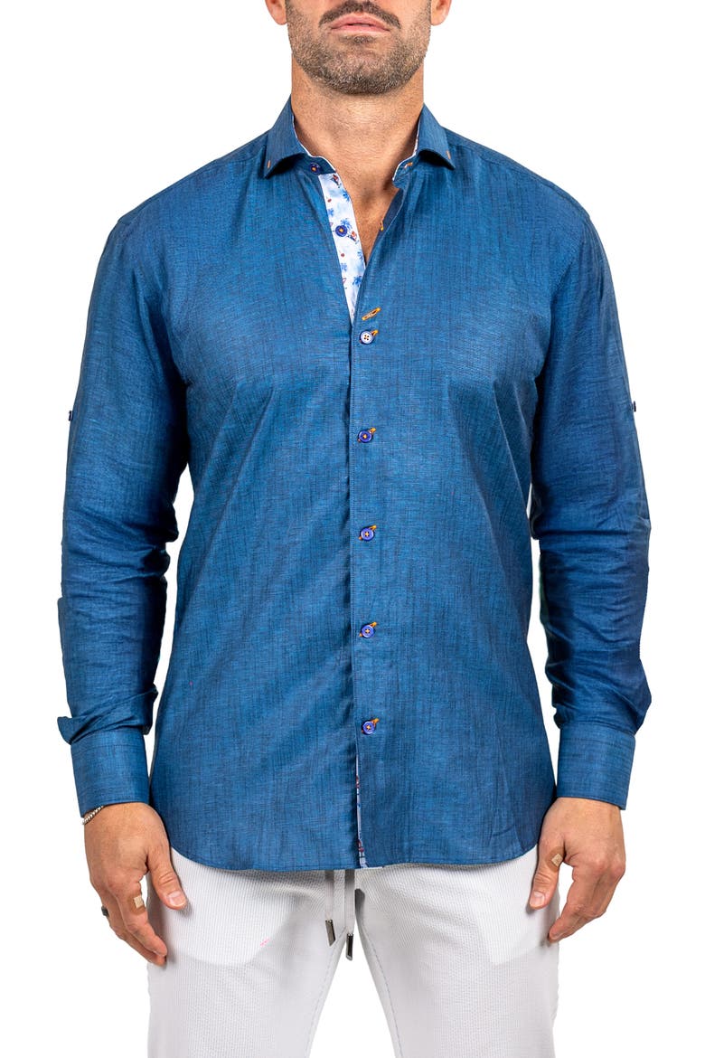 Eins Marthy Contemporary Fit Button-Up Shirt, Main, color, BLUE