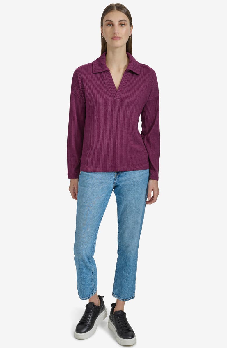 Andrew Marc Long Sleeve Polo Sweater, Alternate, color, Wine
