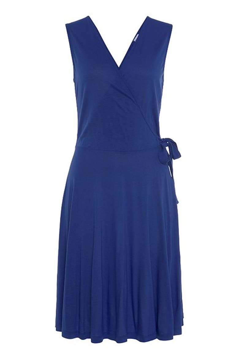 Women's Sleeveless Wrap Look Dress, Alternate, color, blue