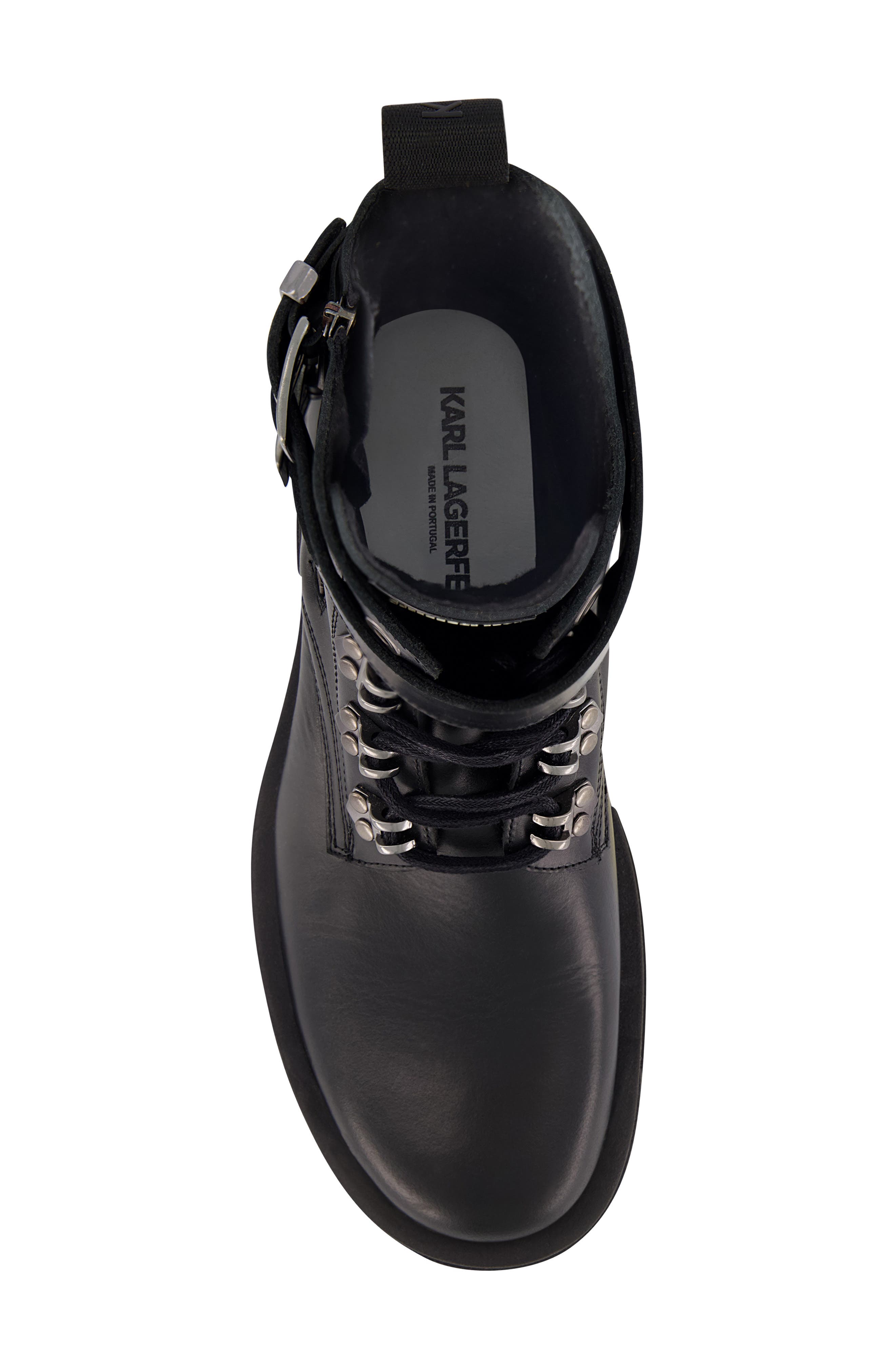 KARL LAGERFELD PARIS Leather Combat Boot, Alternate, color, 