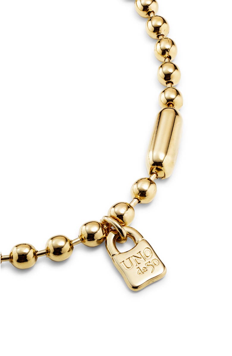 UNODE50 18K gold-plated necklace with large spherical beads, Alternate, color, Gold