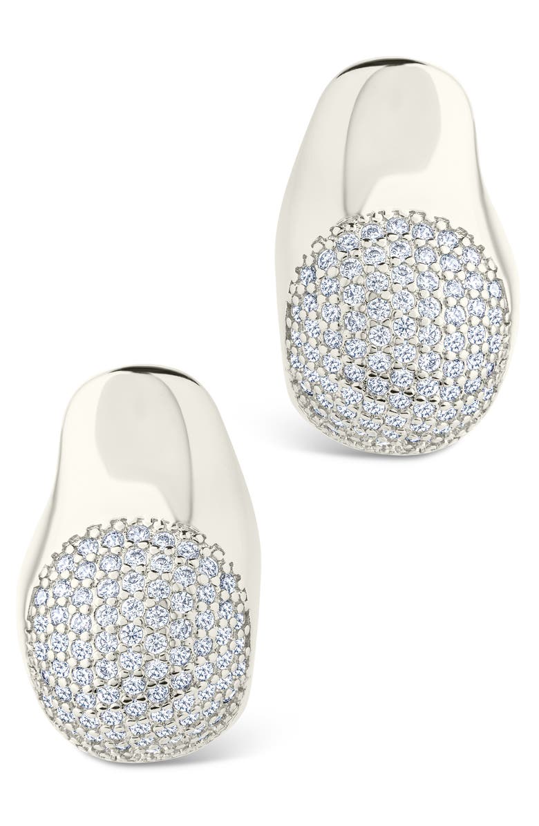 Sterling Forever Wesley Pavé Cubic Zirconia Statement Hoop Earrings, Alternate, color, Silver